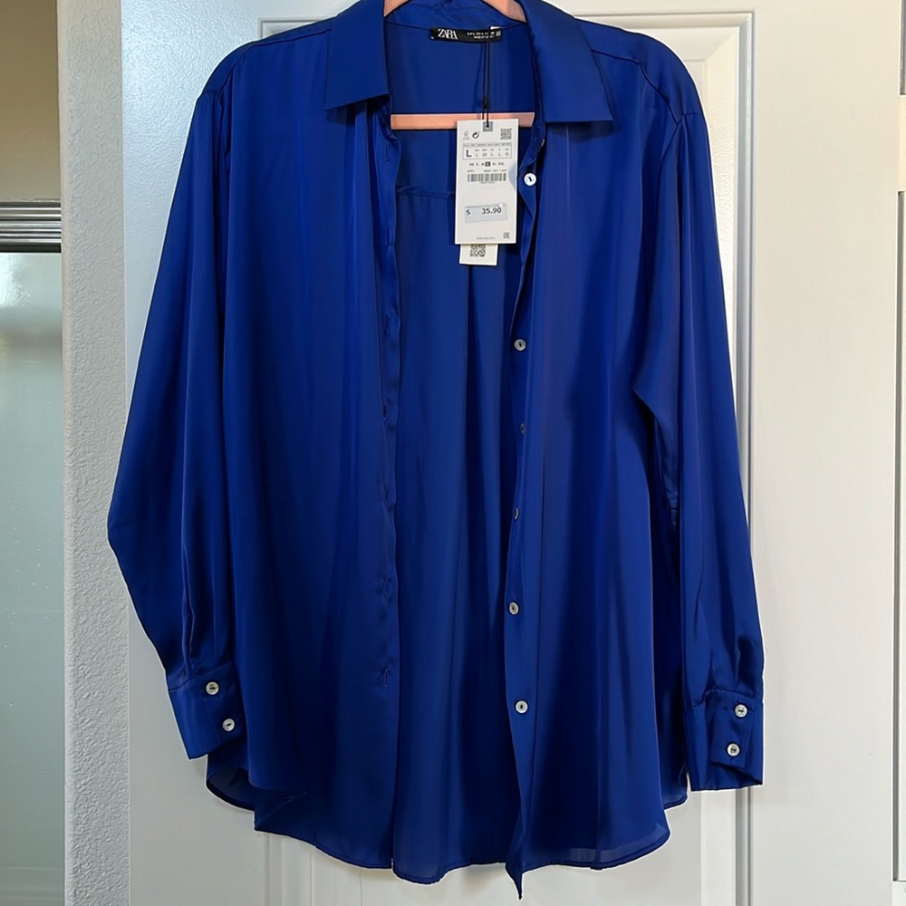 Zara Silky Button Down Blouse